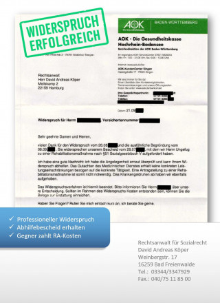 AOK Baden-Württemberg Widerspruch Aufforderung zur Reha-Antragstellung