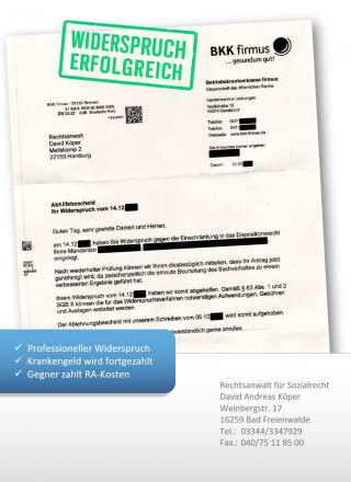 BKK firmus Widerspuch Aufforderung zur Reha-Antragstellung