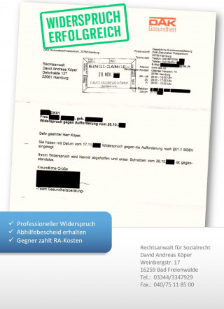 DAK Widerspruch gegen Aufforderung zur Reha-Antragstellung