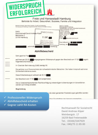 Widerspruch gegen Ablehnung der Schwerbehinderung